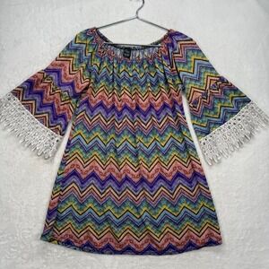 WinWin Tunic Dress Half Sleeve Lace Bell Sleeve Multicolor‎ Y2k Size L-XL